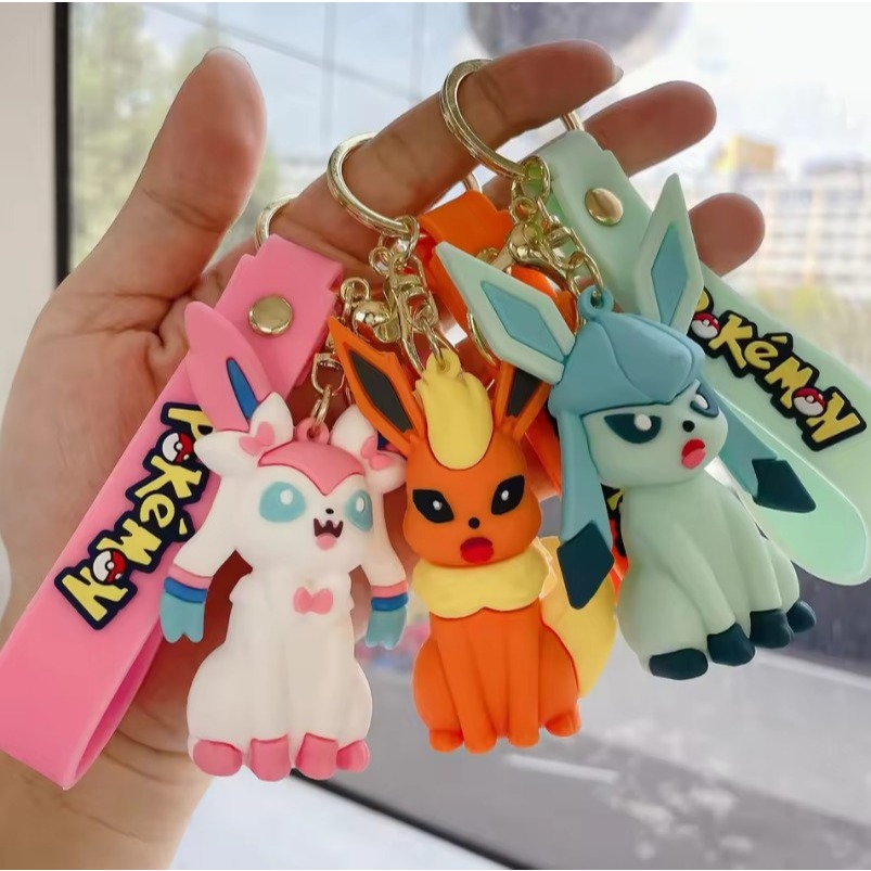 Pokemon อะนิเมะ Elf ของเล่นพวงกุญแจ Kawaii Eevee Leafeon Sylveon Flareon Umbreon Vaporeon Espeon Glaceon Jolteon เด็กเพื่อนของขวัญ