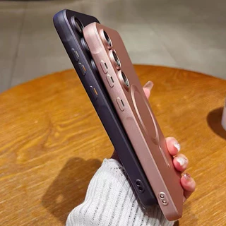 โลหะสีแม่เหล็ก A56 5G กรณี,เหมาะสําหรับ Samsung A55 A54 A36 A35 A34 A26 A25 A24 A17 A16 A15 A06 A05 A05S 4G 5G matte TPU soft case, เกราะป้องกัน