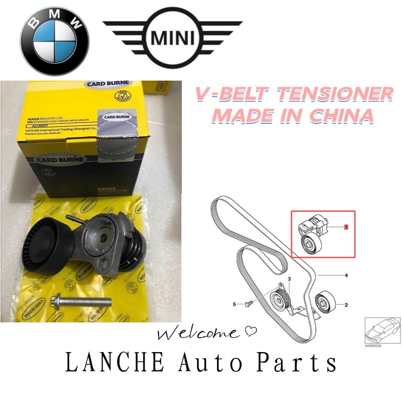 การ์ด BURNE BMW N45 N46 ENGINE E87 116i 118i 120i E46 318i E90 318i 320i X1 E84 18i V-BELT TENSIONER
