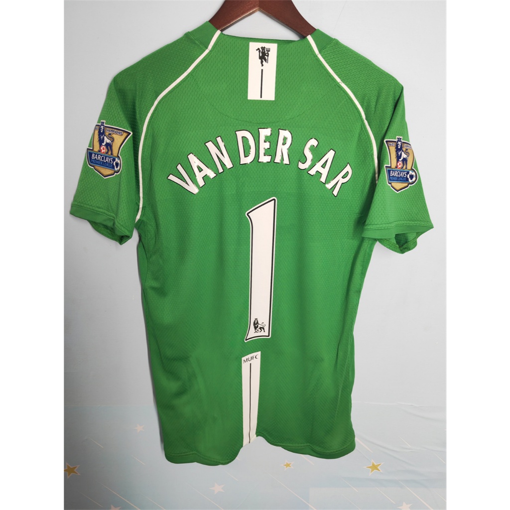 0708 คุณภาพสูง jersey Manchester United VAN DER SAR ผู้รักษาประตูคลาสสิกวินเทจย้อนยุคหลวม ventilate 
