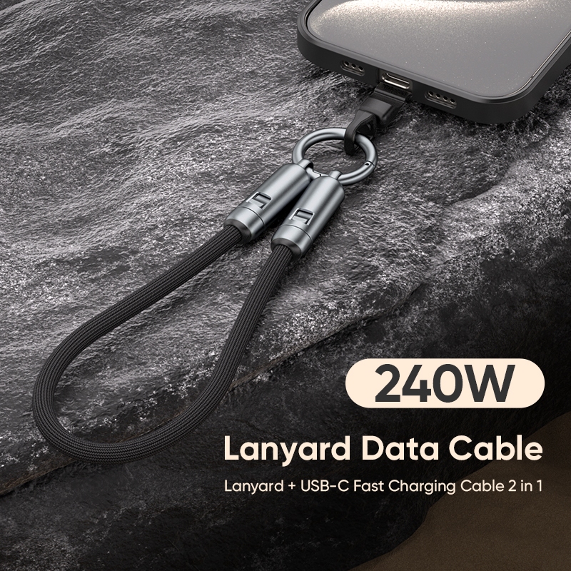 ใหม่สายเชือกเส้นเล็กบาง, 240W 48V/5A PD Fast Charging, QC3.0/PD3.1, Type-c ถึง Type-c สายเคเบิลส่งข้อมูล
