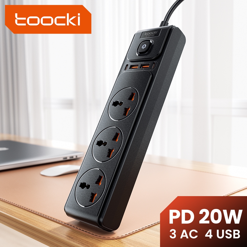 Toocki 7-In-1 GaN 20W อเนกประสงค์ Power Strip Quick CHARGING 3AC + 4USB Multiport USB Wall Charger ซ