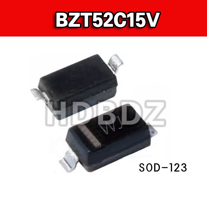 100pcs BZT52C15V WJ SOD123 1206 SMD 15V แรงดันไฟฟ้าไดโอด IC BZT52C15