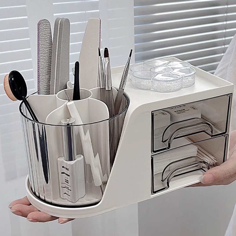 เครื่องมือทําเล็บ เพ้นท์เล็บ มัลติฟังก์ชั่หมุนกล่องเก็บเล็บแปรงไฟล์เล็บการจัดเก็บความจุสูงแฟนซี นิบิรุดู - รูปที่ 5