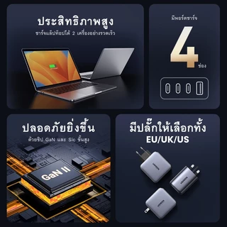 UGREEN Nexode100W USB C Wall Charger 4-Port GaN Charger Block ใช้งานร่วมกับ iPhone 17 Pro Max MacBook Pro/Air iPad Pro/Mini iPhone Dell XPS Samsung S25 Ultra Pixel
