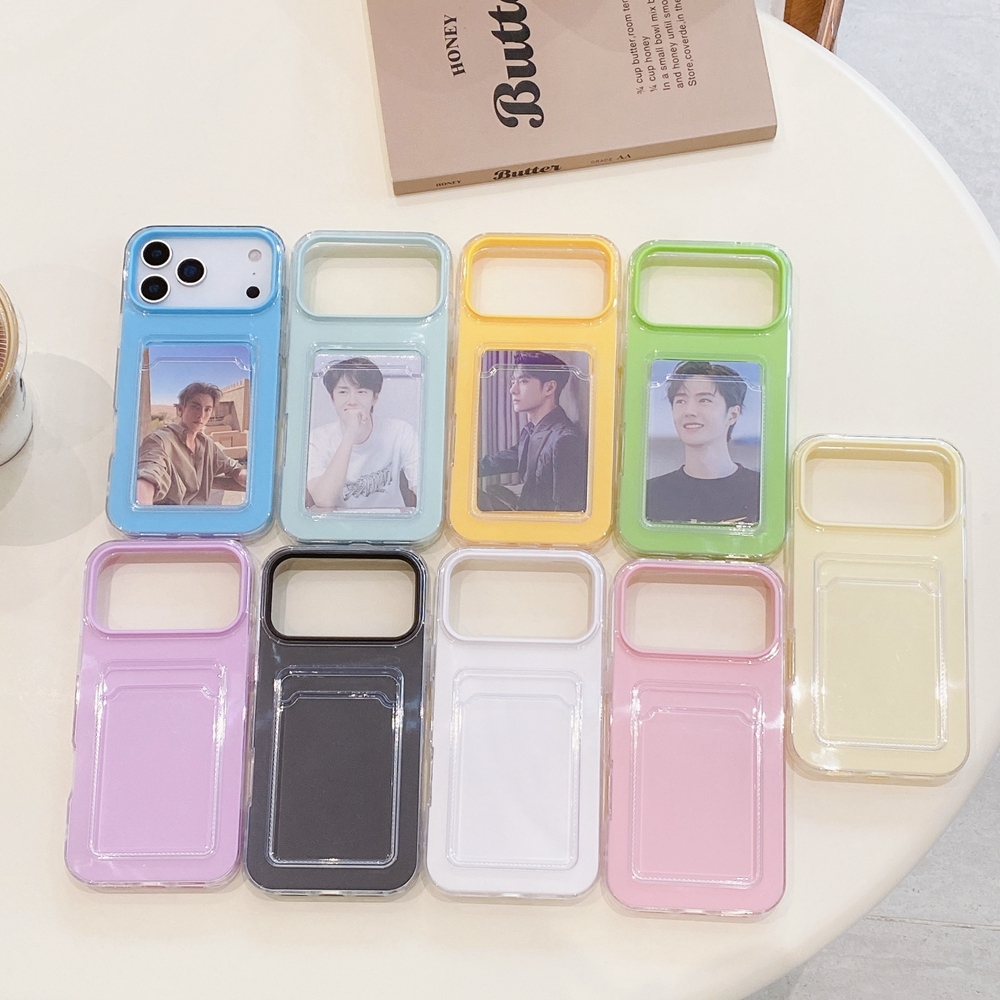 2 in 1 Combo Card Slot เคสโทรศัพท์สําหรับ iPhone 17 16 Pro Max 16 Plus 16e Air PC + TPU 9 Macron ฝาค