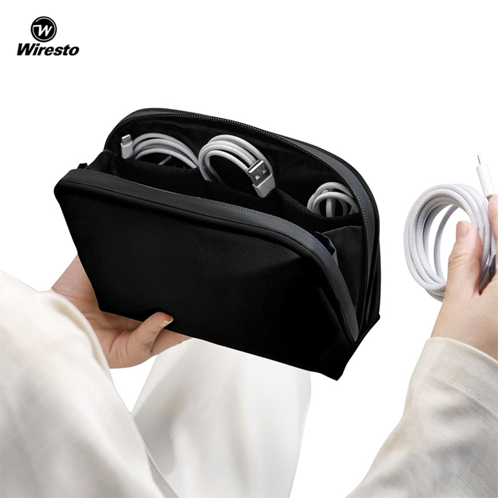 WIRESTO Digital Storage Bag Travel Organizer อุปกรณ์อิเล็กทรอนิกส์ USB Cable Storage Bags Multi-Function Pouch Large Cable Organizer Bag Accessories U Disk Hard Drive ชุดหูฟังเครื่องประดับ