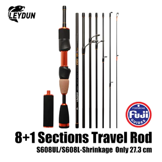 LEYDUN 8+1 เบ็ดตกปลา Full FUJI Travel Rod Spinning Carbon Fishing Rod 1.83m/1.9m