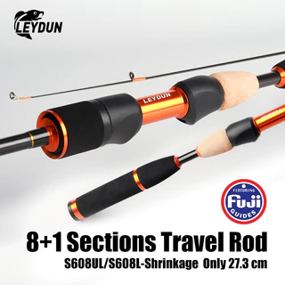 LEYDUN 8+1 เบ็ดตกปลา Full FUJI Travel Rod Spinning Carbon Fishing Rod 1.83m/1.9m