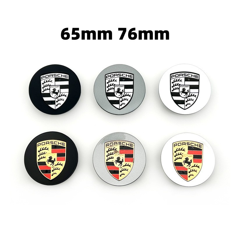 76 มม. 65 มม. เหมาะสําหรับ Porsche Original Car Hub Cap 4 ชิ้นยางโลโก้ศูนย์
