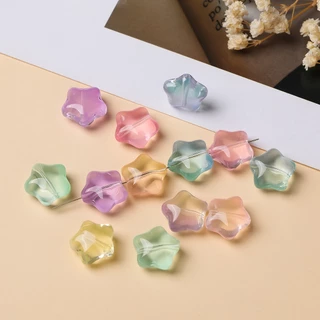 St. Kunkka 10 ชิ้น 15 x 16 มม. ลูกปัดแก้วดาวห้าแฉก สำหรับทำสร้อยข้อมือและสร้อยคอมือเอง