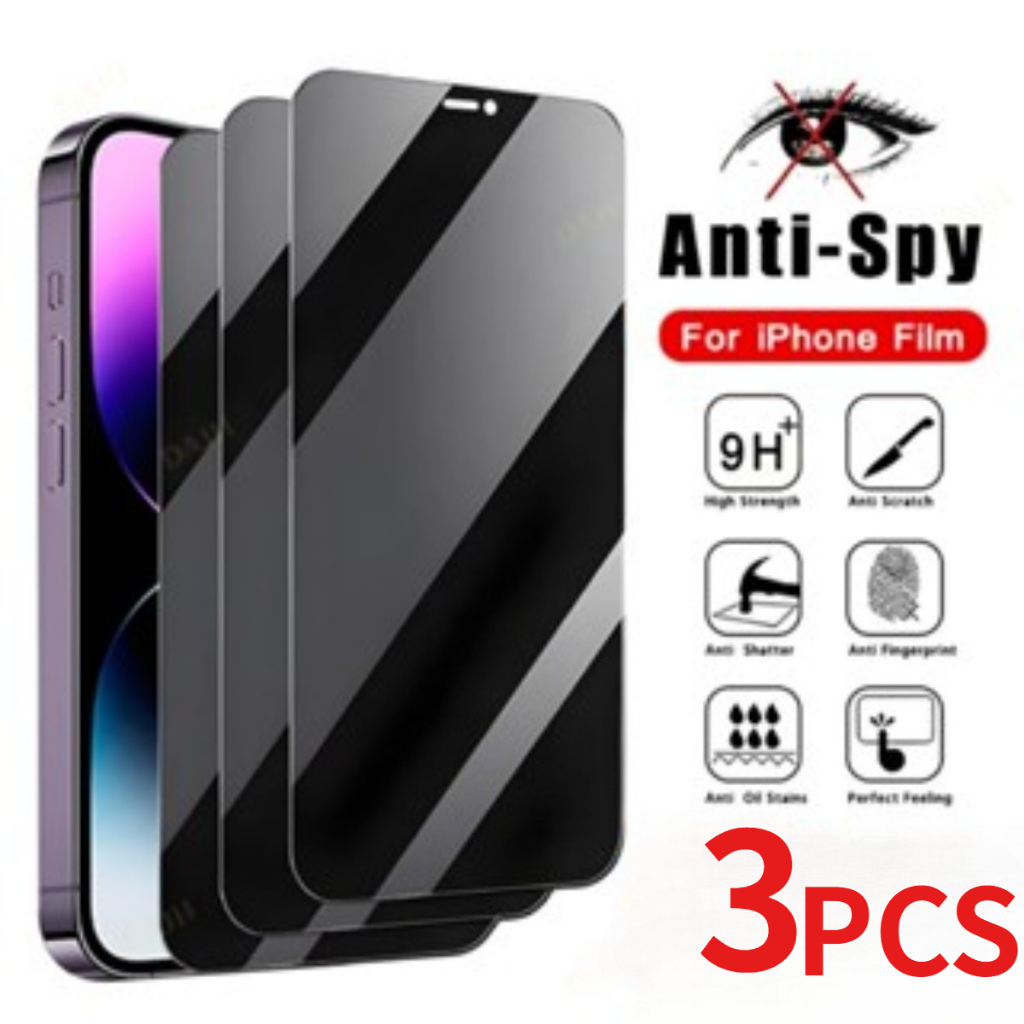 DAJII 1-3 PCS Full Cover Privacy Ultra HDกระจกนิรภัยสําหรับ Compatible For iPhone 16 15 14 13 12 11 Pro XS Max Plus XR Xกระจกนิรภัยป้องกันหน้าจอ