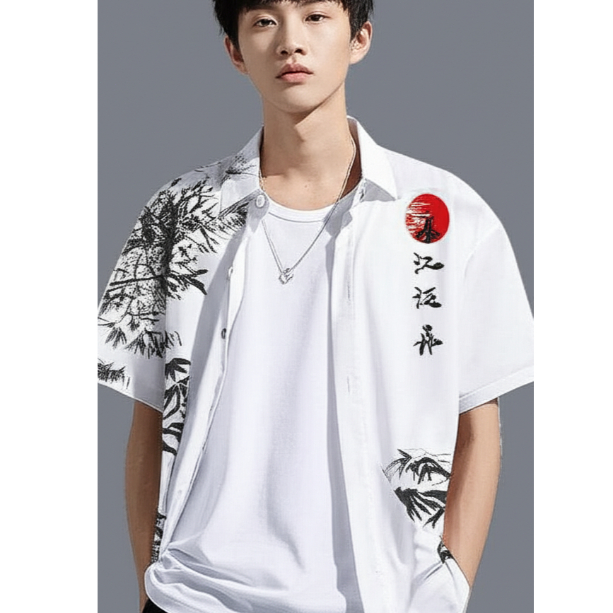 เสื้อฮาวายแขนสั้นลาย3Dสวยเด่น สไตล์ยูนิเซ็กซ์ไซส์ใหญ่ ผ้าบางระบายอากาศดี ใส่เที่ยวทะเล