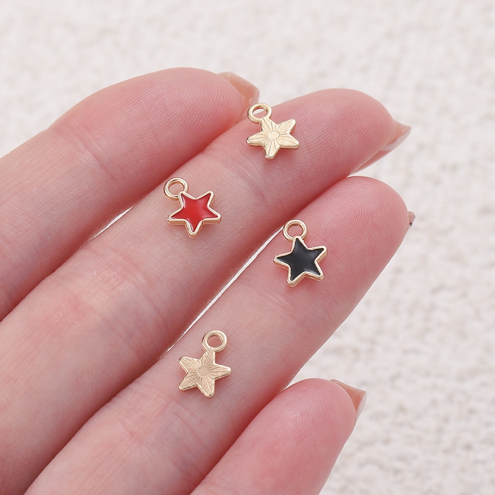 จี้ดาวห้าแฉก 50 ชิ้น ขนาด 6.5*8.5 มม. ผลิตจากโลหะผสมน้ํามัน สําหรับทำสร้อยข้อมือและสร้อยคอมืองาน DIY - รูปที่ 6