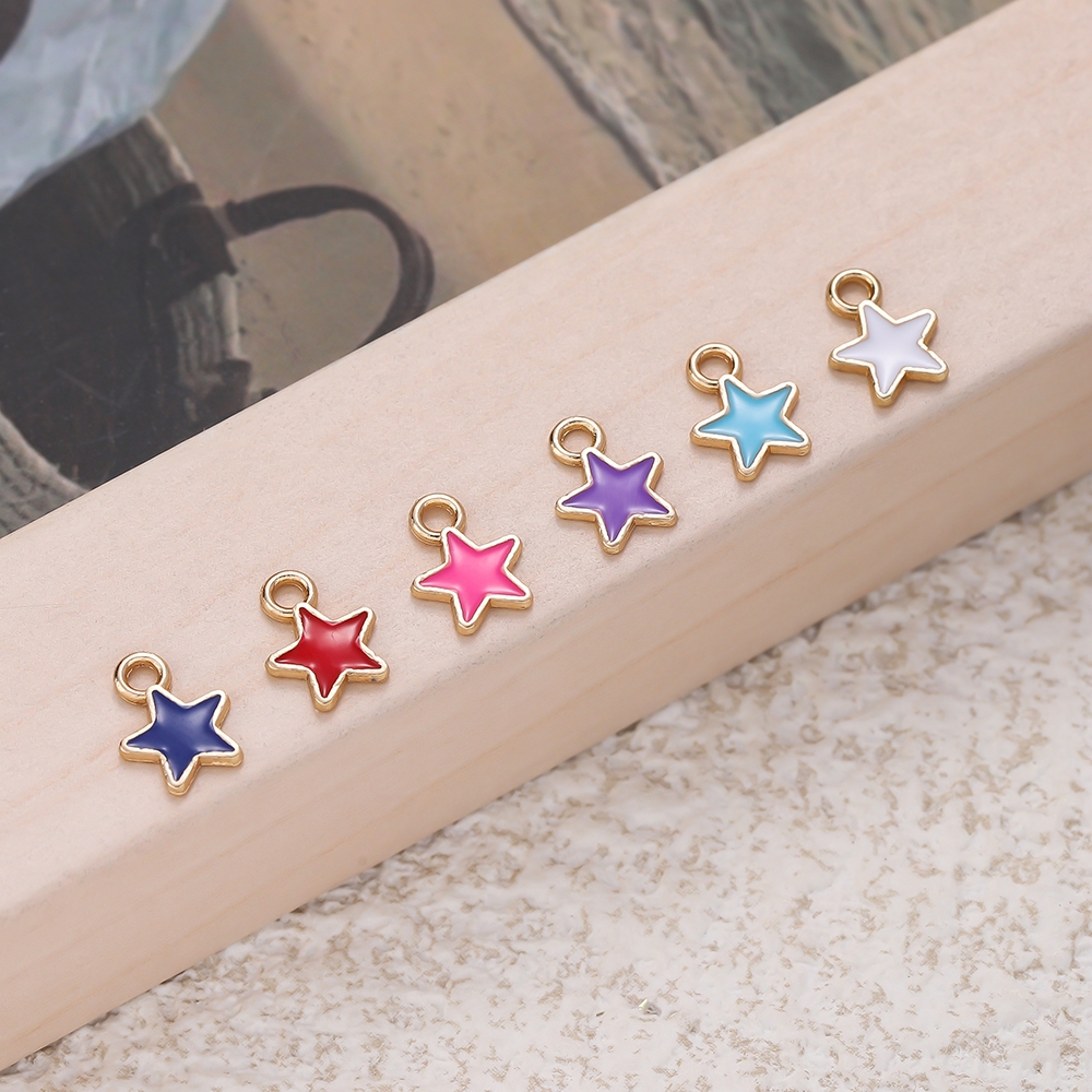 จี้ดาวห้าแฉก 50 ชิ้น ขนาด 6.5*8.5 มม. ผลิตจากโลหะผสมน้ํามัน สําหรับทำสร้อยข้อมือและสร้อยคอมืองาน DIY - รูปที่ 4