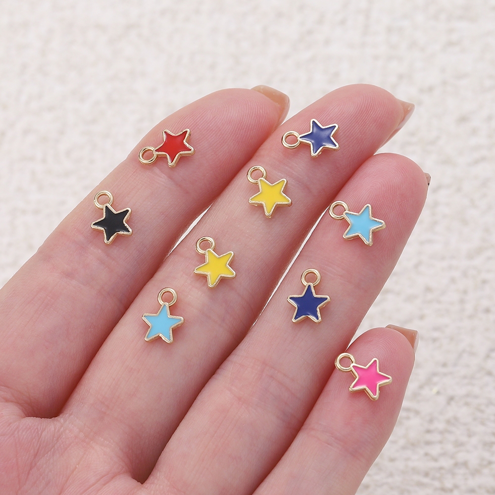 จี้ดาวห้าแฉก 50 ชิ้น ขนาด 6.5*8.5 มม. ผลิตจากโลหะผสมน้ํามัน สําหรับทำสร้อยข้อมือและสร้อยคอมืองาน DIY - รูปที่ 5