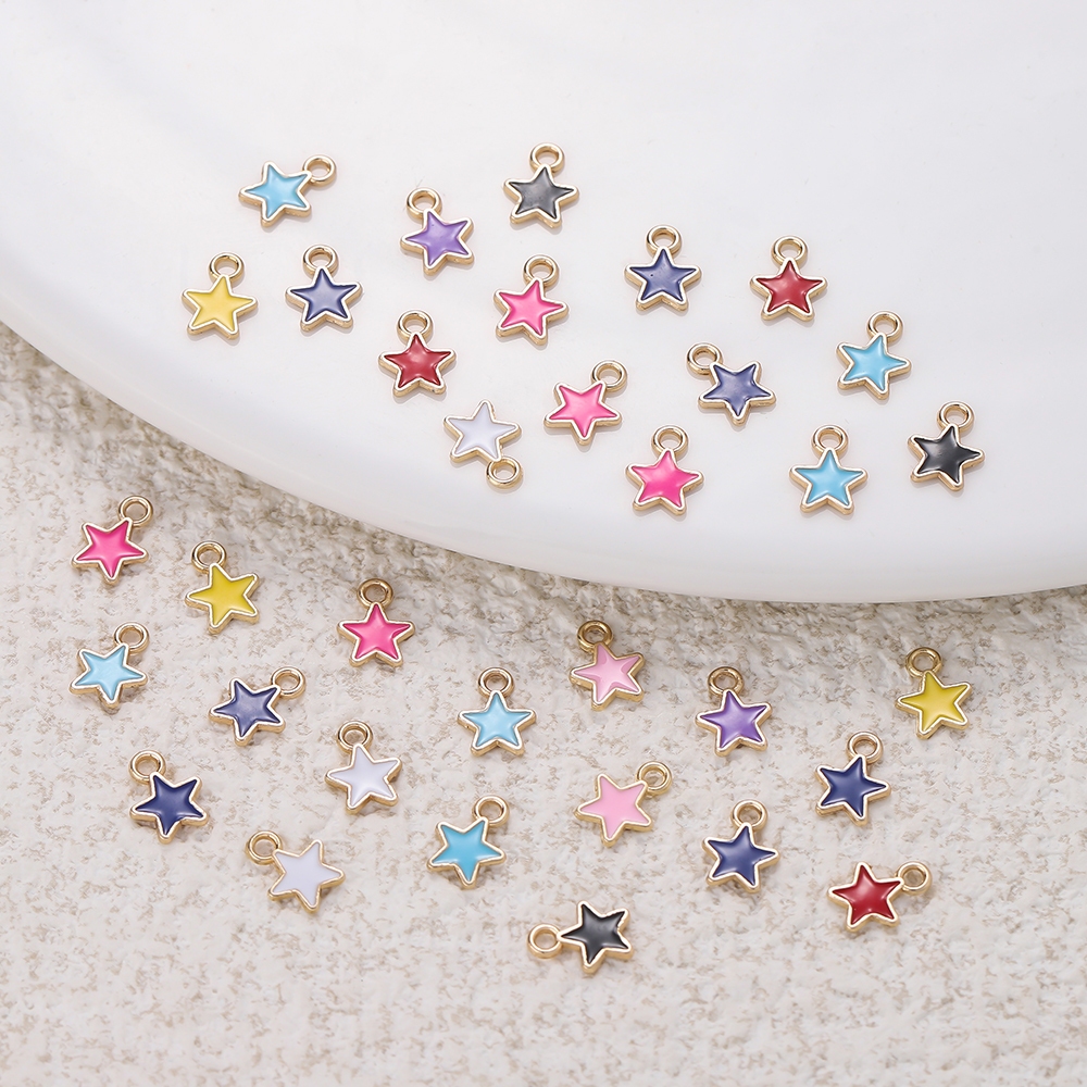 จี้ดาวห้าแฉก 50 ชิ้น ขนาด 6.5*8.5 มม. ผลิตจากโลหะผสมน้ํามัน สําหรับทำสร้อยข้อมือและสร้อยคอมืองาน DIY - รูปที่ 3