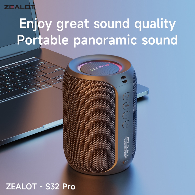 ZEALOT S32 Pro Bluetooth Speaker – Malakas na Tunog, แบตเตอรี่ 3600mAh, ลําโพงไร้สายกันน้ํา, แบบพกพา