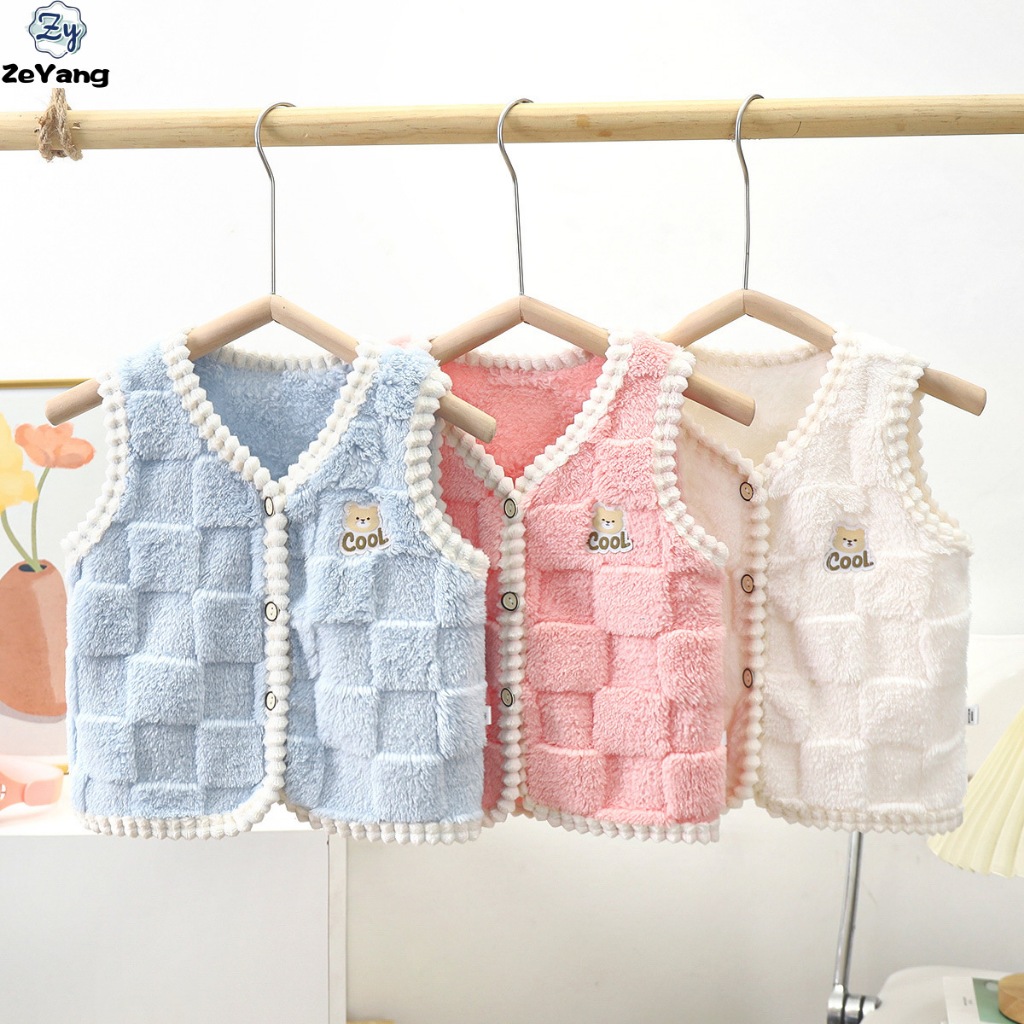[ZY] 60-120 ซม พร้อมส่ง เสื้อกั๊กลําลอง ผ้าฟลีซ แบบหนา สองด้าน ให้ความอบอุ่น เข้ากับทุกการแต่งกาย แฟชั่นฤดูใบไม้ร่วง ฤดูหนาว สําหรับเด็ก