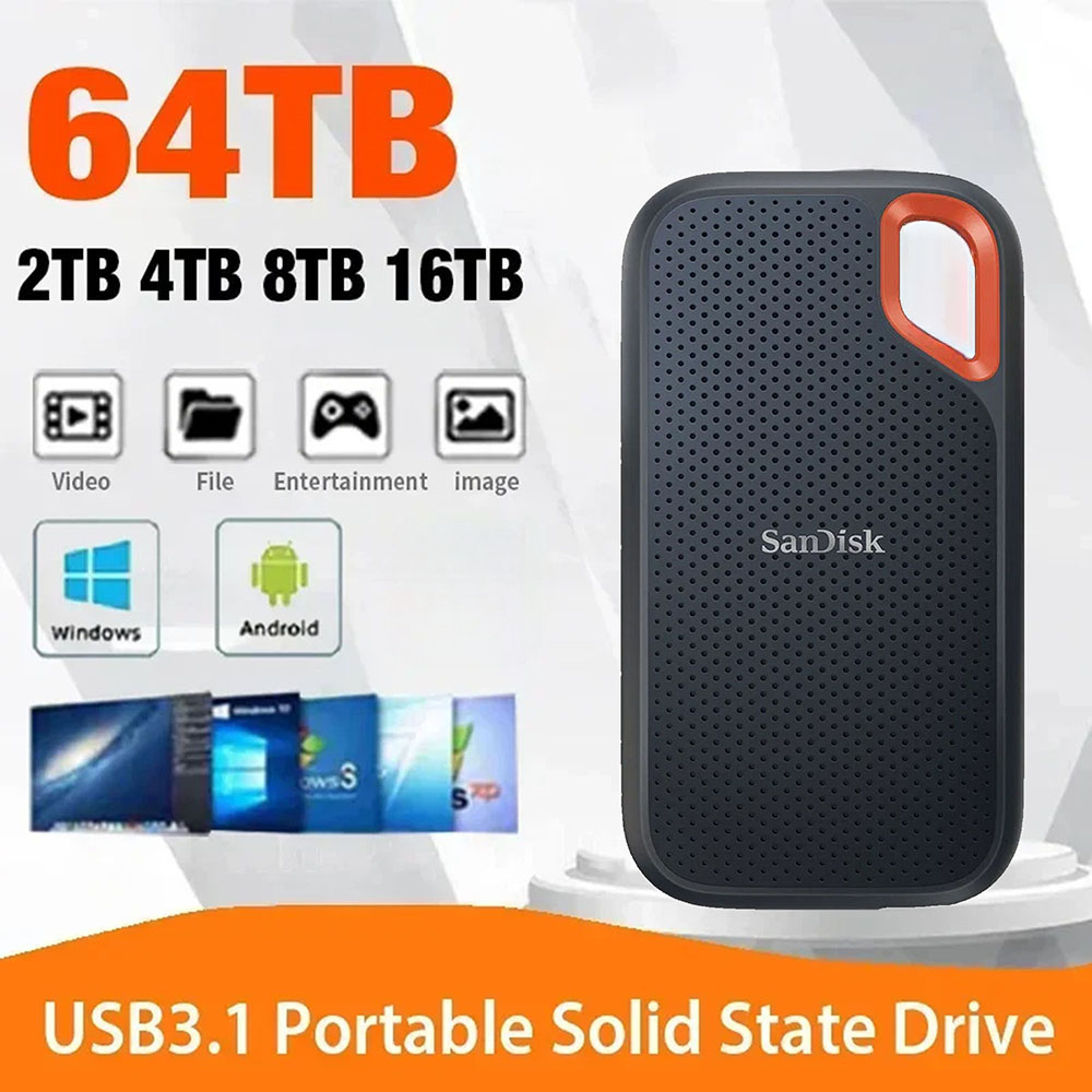 แบบพกพา SSD 128TB ฮาร์ดไดรฟ์ภายนอก 2TB 4TB 32TB USB 3.1 Type-C อุปกรณ์จัดเก็บข้อมูลความเร็วสูงสําหรับแล็ปท็อป/PC/MAC