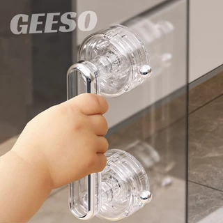 GEESO มือจับประตูถ้วยดูด, ที่จับประตูบานเลื่อนกันลื่นกันน้ํา, ที่จับประตูตู้เสื้อผ้าแบบใช้ซ้ําได้แบบพกพาที่ถอดออกได้ Suction Cup Door Handle 吸盘门把手