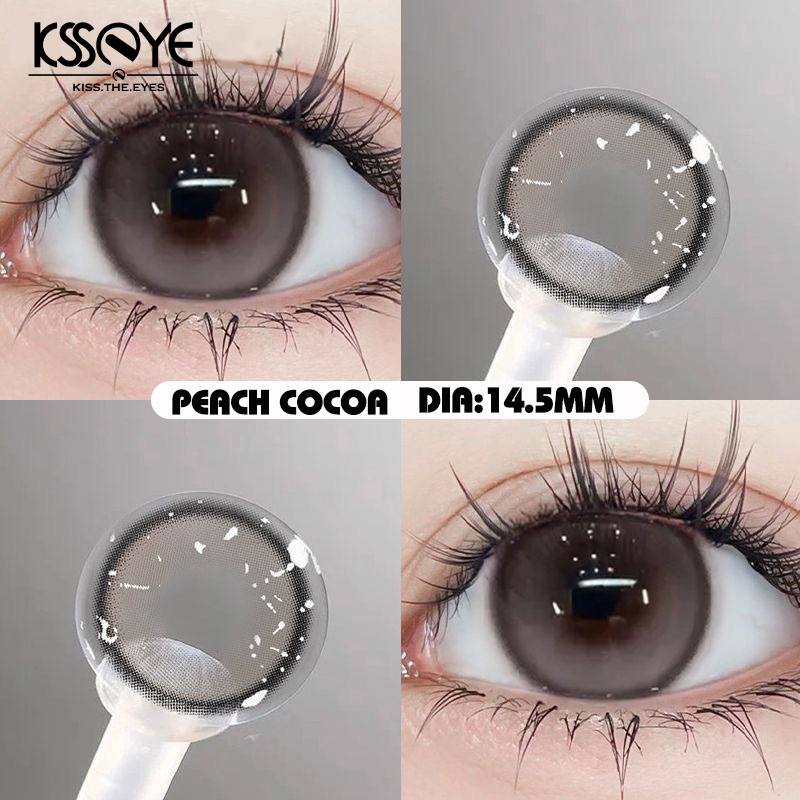 KSSEYE คอนแทคเลนส์ 1 คู่พีชโกโก้สีเทา 14.5 มม. Big Eye แต่งหน้า 0 ~ 8 องศา Softlens ทุกวันคอนแทคเลนส์แบบใช้แล้วทิ้ง