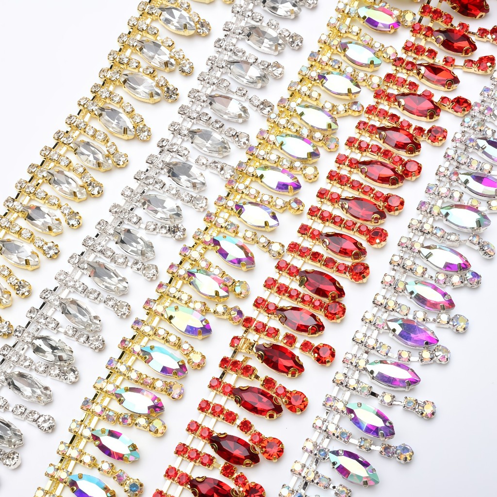 50/100เซนติเมตรม้าตาพู่ พลอยเทียม โซ่3เซนติเมตรกว้างทําเองอุปกรณ์เสื้อผ้ารองเท้าตกแต่งด้วยเพชรอุปกรณ์เสื้อผ้า