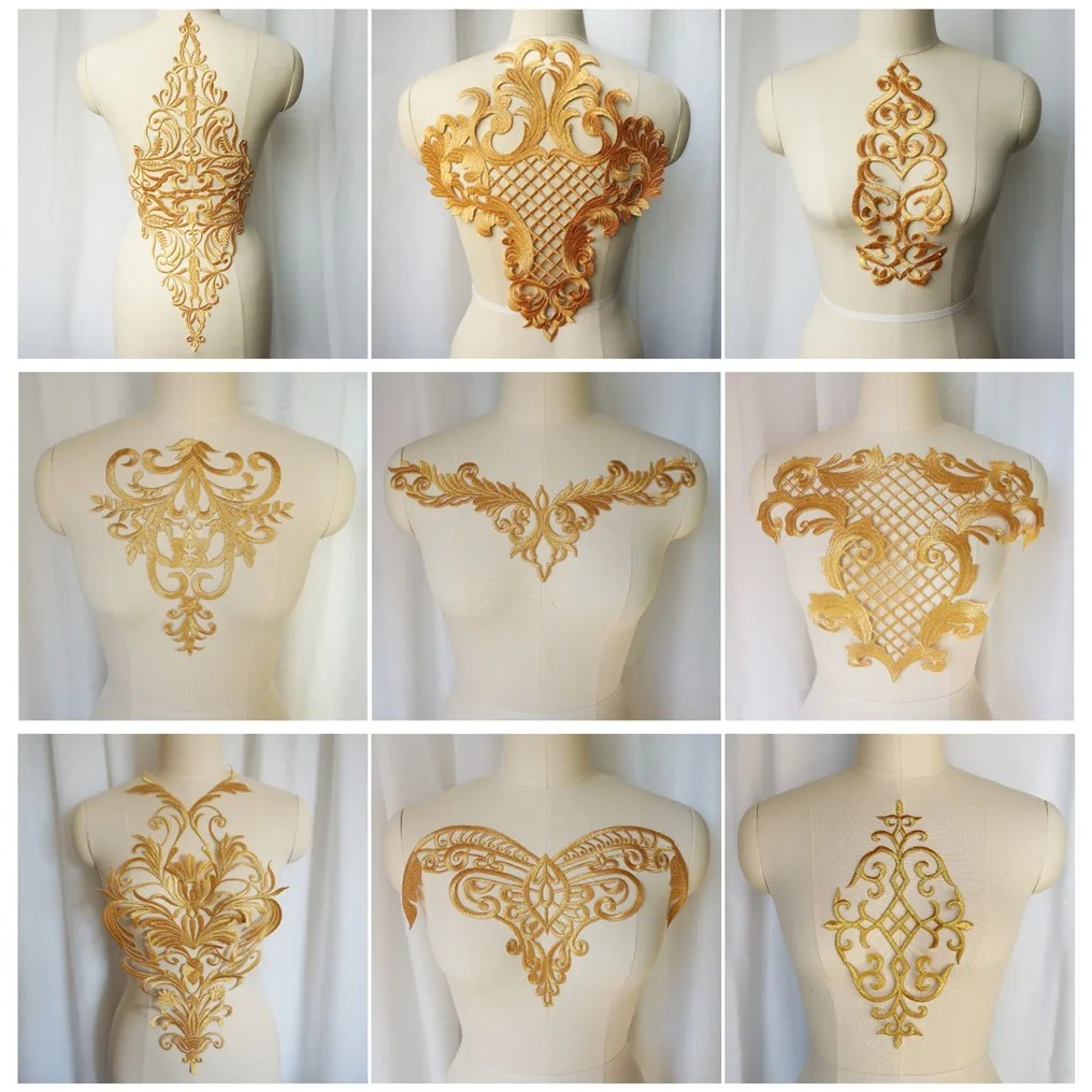 แพทช์ประดับลายบารอกและดอกไม้สำหรับชุดเจ้าสาว ใช้งานได้กับเสื้อผ้า DIY และงานฝีมือ