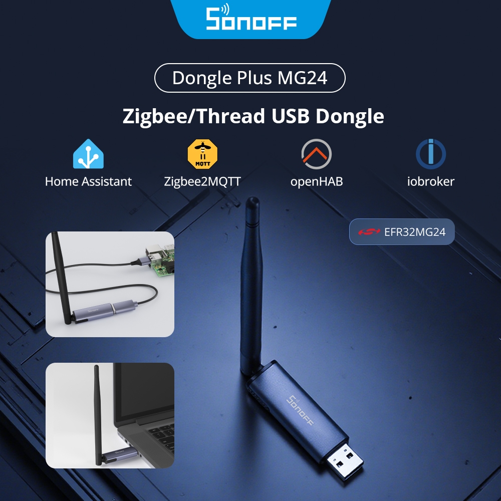 SONOFF Dongle Plus MG24 Zigbee/Thread USB Dongle ตาม EFR32MG24 ชิปแพลตฟอร์มกว้างคุณสมบัติ Zigbee2MQTT ทํางานไม่มีรอยต่อพร้อมแพลตฟอร์มเปิดแหล่งหลายแหล่ง Home Assistant