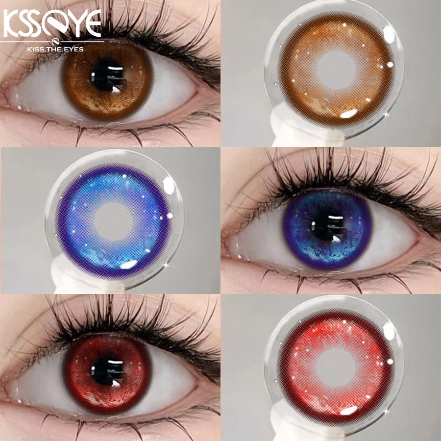 KSSEYE 2 ชิ้นสีคอนแทคเลนส์ Thermo Aura Blue/สีน้ําตาล/สีแดง 14.5 มม.รายปีคอสเพลย์คอนแทคเลนส์อะนิเมะ Eye แต่งหน้า