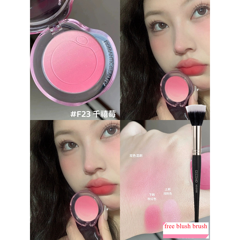 Romantic Beauty บลัชออนไล่โทนสี Rouge Rose Grey Pink+ Blush Brush