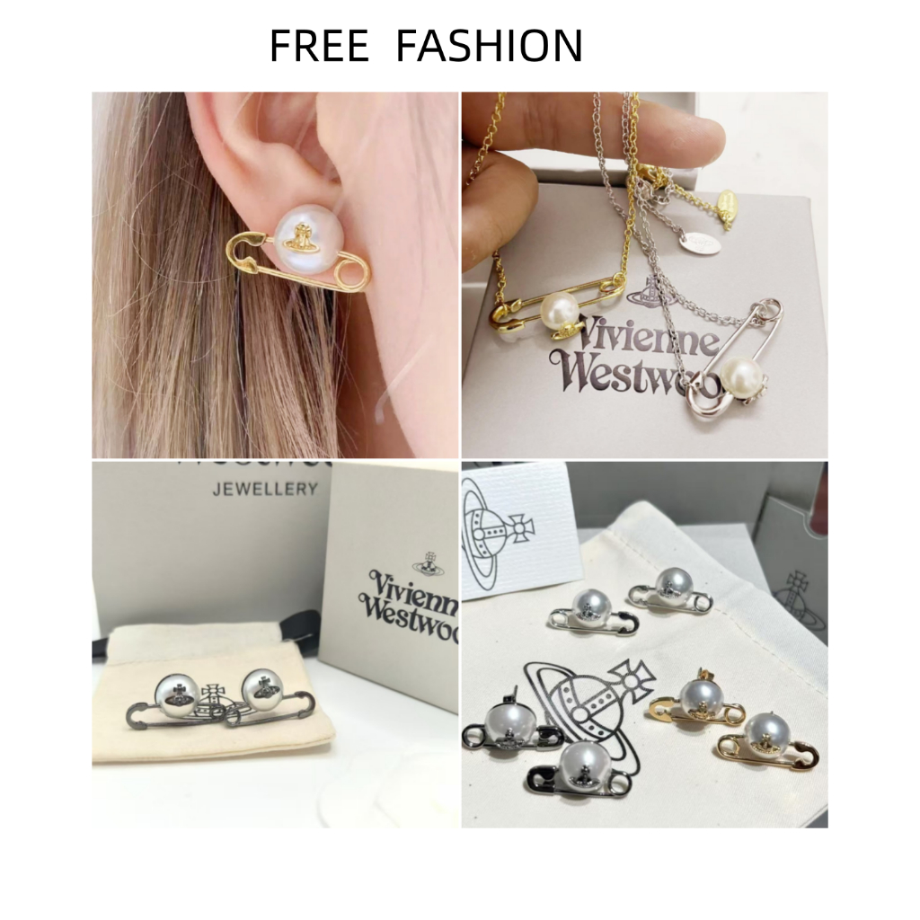 VIVIE Pin Pearl Saturn สร้อยคอต่างหูต่างหูสร้อยข้อมือแฟชั่นเครื่องประดับฟรีเครื่องประดับ