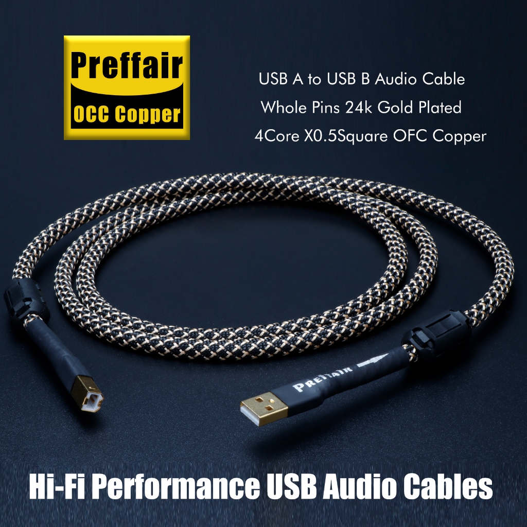 Preffiar x1 สายเคเบิ้ล Hifi USB Type A to Type B Hifi คุณภาพสูง สําหรับ DAC