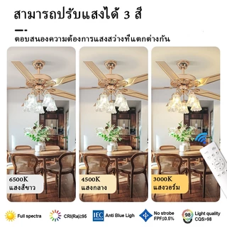 GOGEOUS พัดลมเพดาน 52/42 นิ้ว พัดลมติดเพดานพร้อมโคมไฟ สไตล์ยุโรปคลาสสิกวินเทจ มอเตอร์ DC เงียบ ลมแรงมาก ปรับแรงลมได้ 6 ระดับ ประหยัดพลังงาน พัดลมเพดานมีไฟ แสง LED ปรับ 3 สี สำหรับห้องนั่งเล่น ห้องอาหาร ร้านกาแฟ 10 ปี