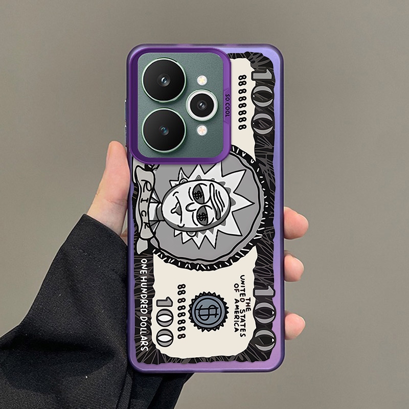 Realme 15 5G Realme15 Rick การ์ตูนออกแบบ Dollar Bill Cover Candy Colore Frosted Feel Casing