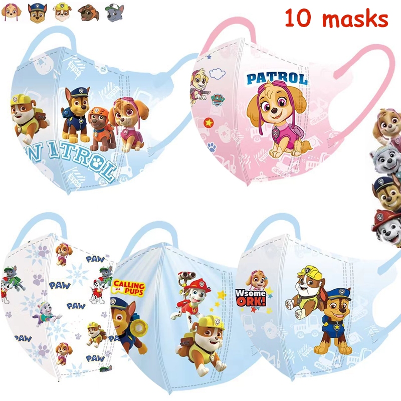 หน้ากากเด็ก PAW Patrol 3D 10 ชิ้น บรรจุแยก กันฝุ่น ระบายอากาศดี นุ่มสบาย เหมาะสำหรับเด็ก 2-10 ปี ของขวัญเปิดเทอม