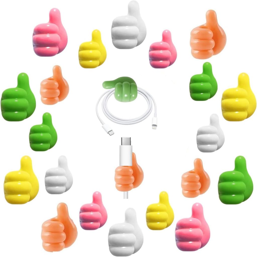 10/20/30/50ชิ้นสายออแกไนเซอร์ตะขอนิ้วหัวแม่มือไม่เจาะตะขอกาวสําหรับโต๊ะหอพักสํานักงานสายข้อมูลยึดการจัดเก็บมือขนาดเล็กตะขอเหนียว(สุ่มสี)