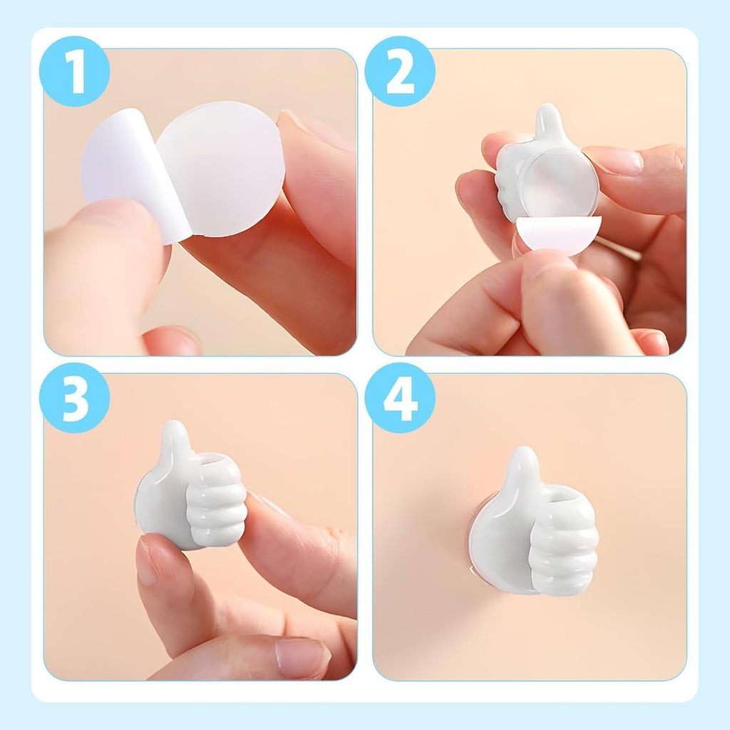 10/20/30/50ชิ้นสายออแกไนเซอร์ตะขอนิ้วหัวแม่มือไม่เจาะตะขอกาวสําหรับโต๊ะหอพักสํานักงานสายข้อมูลยึดการจัดเก็บมือขนาดเล็กตะขอเหนียว(สุ่มสี) - รูปที่ 6