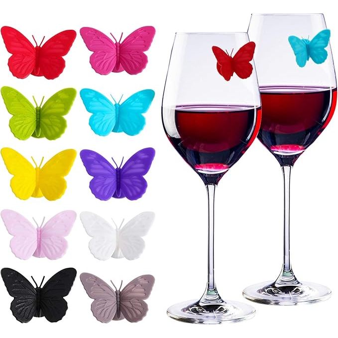 เสน่ห์แก้วไวน์ 12 ชิ้น, เสน่ห์ผีเสื้อ, เสน่ห์แก้วไวน์สําหรับงานปาร์ตี้, โชลัน, โฮลลัค, งานแต่งงาน