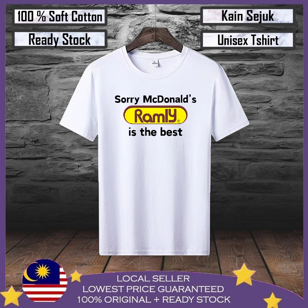 เสื้อยืดผู้ชาย Ramly Burger คุณภาพเยี่ยม ผลิตจากผ้าฝ้ายคุณภาพดี 100%