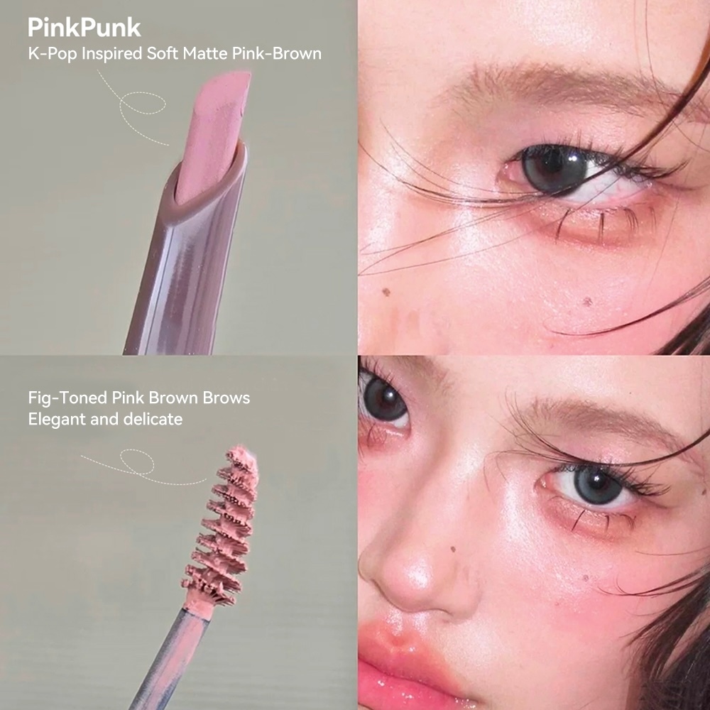 PinkPunk 2 in 1 มาสคาร่าคิ้ว & ดินสอเขียนคิ้ว 5D มาสคาร่าคิ้ว 7 เฉดสี ไม่เลือน อยู่ทนนาน K-Beauty