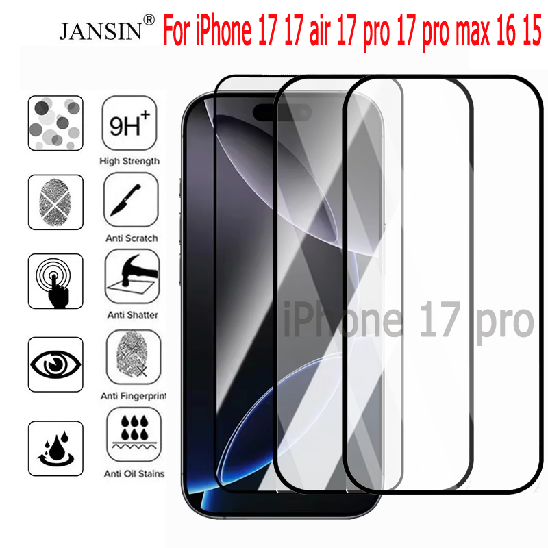 ฟิล์มกระจก สำหรับ เต็มจอ นิรภัย iPhone 17 17 Pro 17 Pro Max 16 16 Pro Max 15Promax ฟิล์มกระจกเต็มจอใส