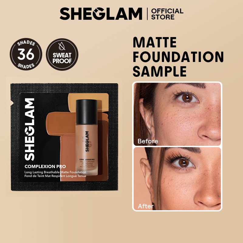 Sheglam Complexion Pro ตัวอย่างรองพื้นเนื้อแมทกันน้ําติดทนนาน