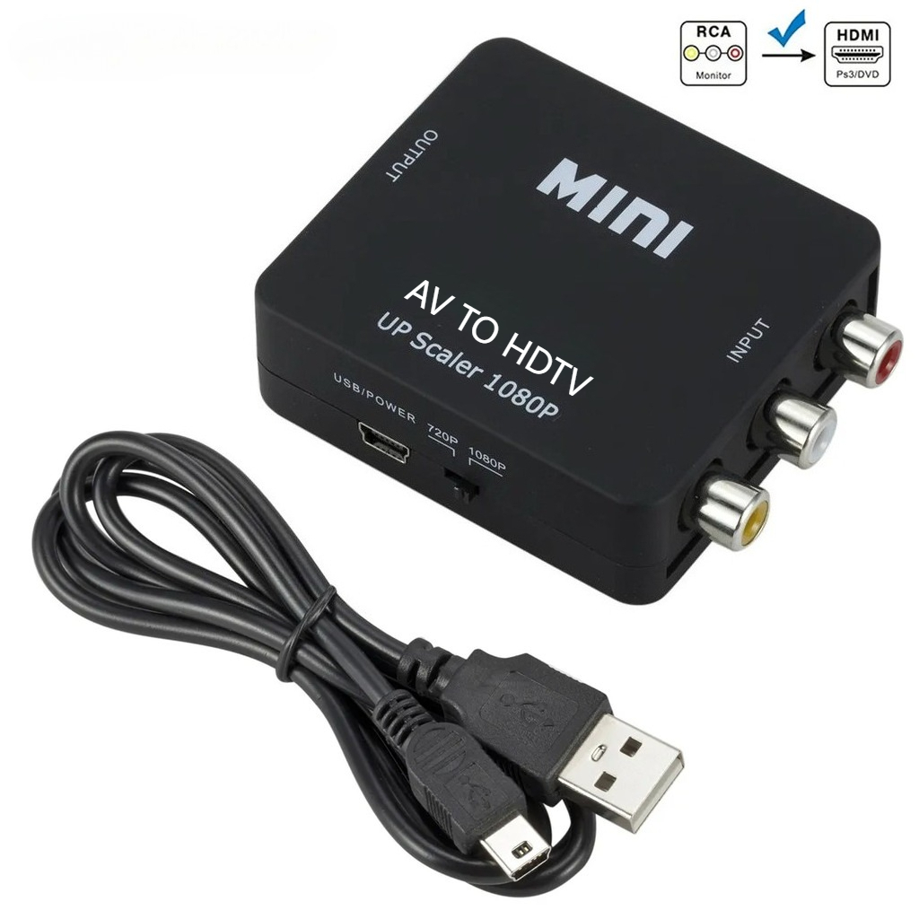 ตัวแปลง RCA AV เป็น HDMI คุณภาพสูง HD 1080P AV 2 อะแดปเตอร์ HDMI สําหรับทีวี X กล่อง PS4 PC DVD โปรเจคเตอร์ AV เป็น HDMI Converter