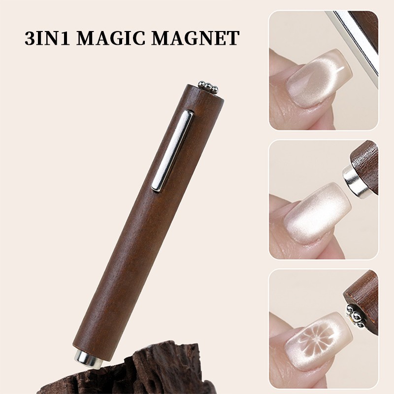UR SUGAR  3 In 1 เล็บแม่เหล็กชุดปากกา 3D Cat Magnetic Eye Dual-Ended Wand เจลเล็บ Magic เล็บ DIY Salon เครื่องมือ