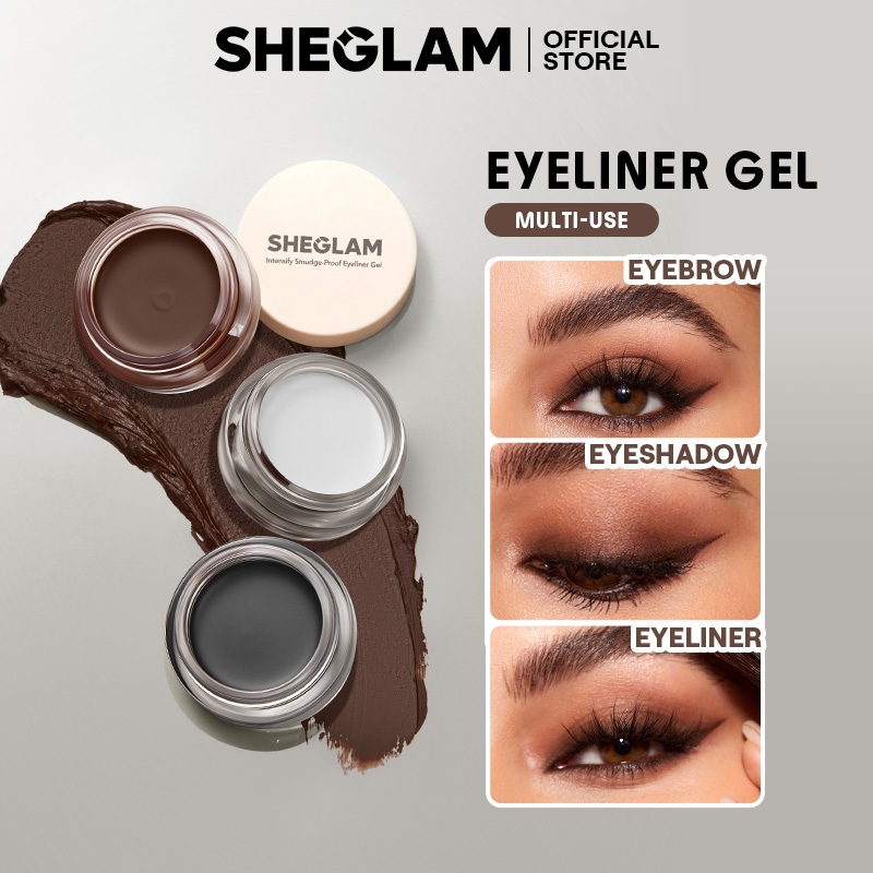 Sheglam Intensify Smudge-proof Eyeliner Gel-3 สีกันน้ํา Long-Lasting Matte Eyeliner Gel กันน้ําและกันเหงื่อไม่มีรอยเปื้อนแม้แต่เม็ดสี Multi-ใช้ Smooth High Pi
