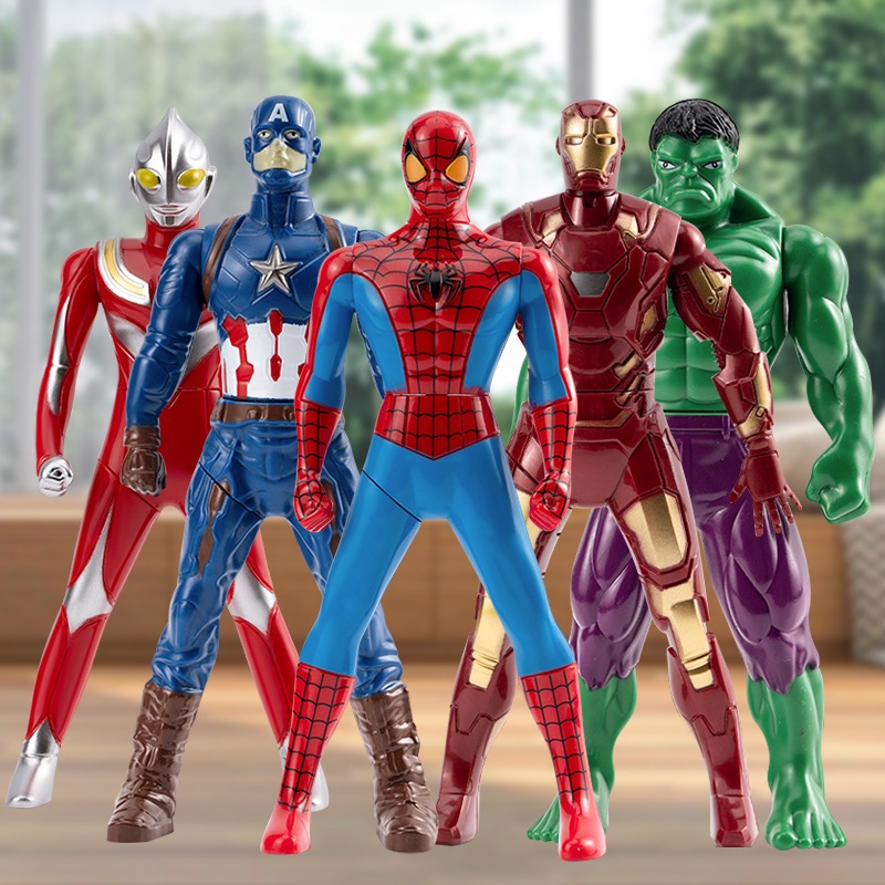 360° หมุน Marvel Super Hero ของเล่น Iron Man Utralman Spider Man Hulk กัปตันอเมริกา Avengers ตุ๊กตาตุ๊กตาของเล่นของขวัญ