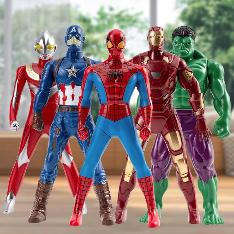 360° หมุน Marvel Super Hero ของเล่น Iron Man Utralman Spider Man Hulk กัปตันอเมริกา Avengers ตุ๊กตาตุ๊กตาของเล่นของขวัญ