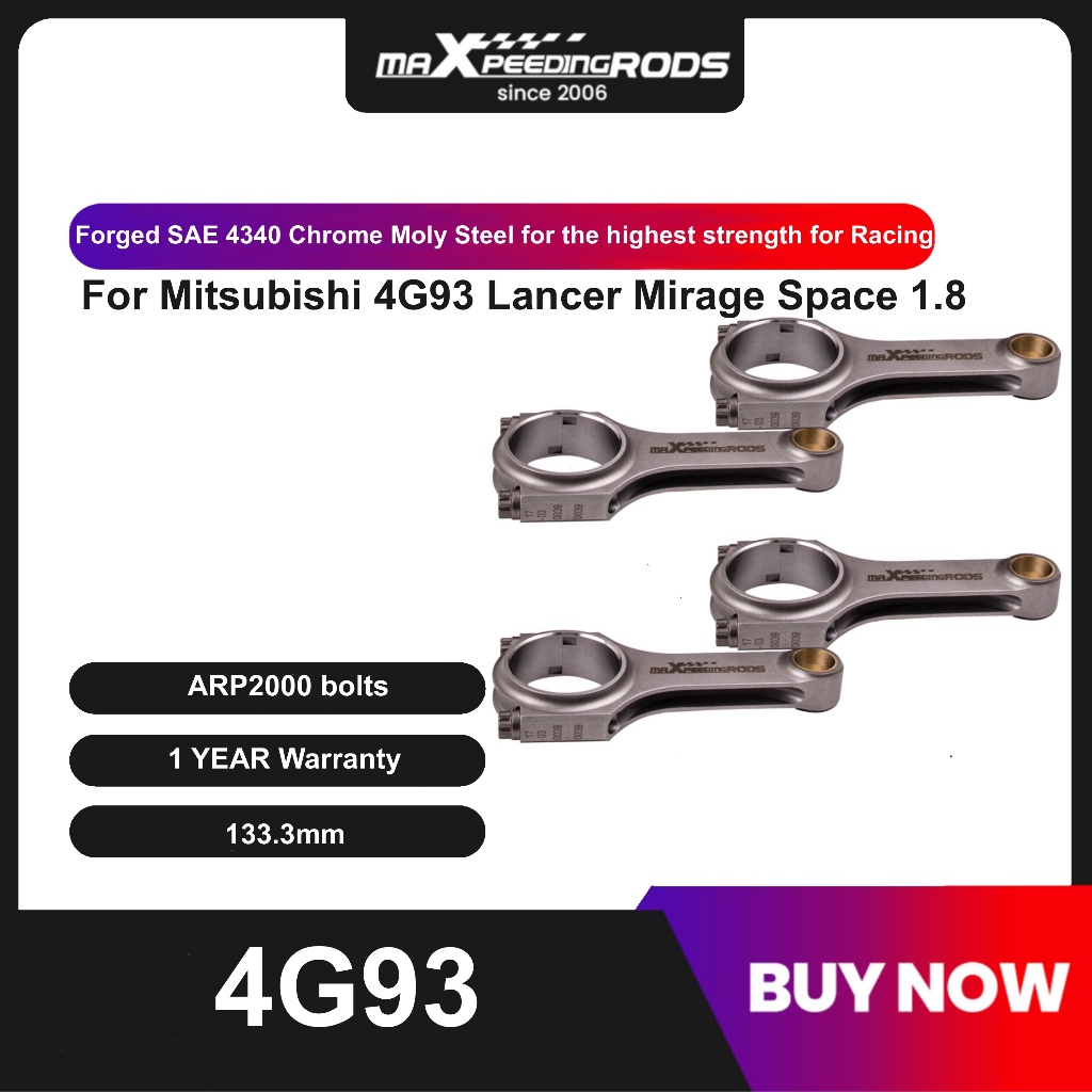 【133A Mitsubishi Lancer Mirage 】ก้านสูบ H-Beam ฟอร์จ สำหรับ Mitsubishi Lancer Mirage Space 4G93 1.8 | เหล็ก 4340 | น็อต ARP2000