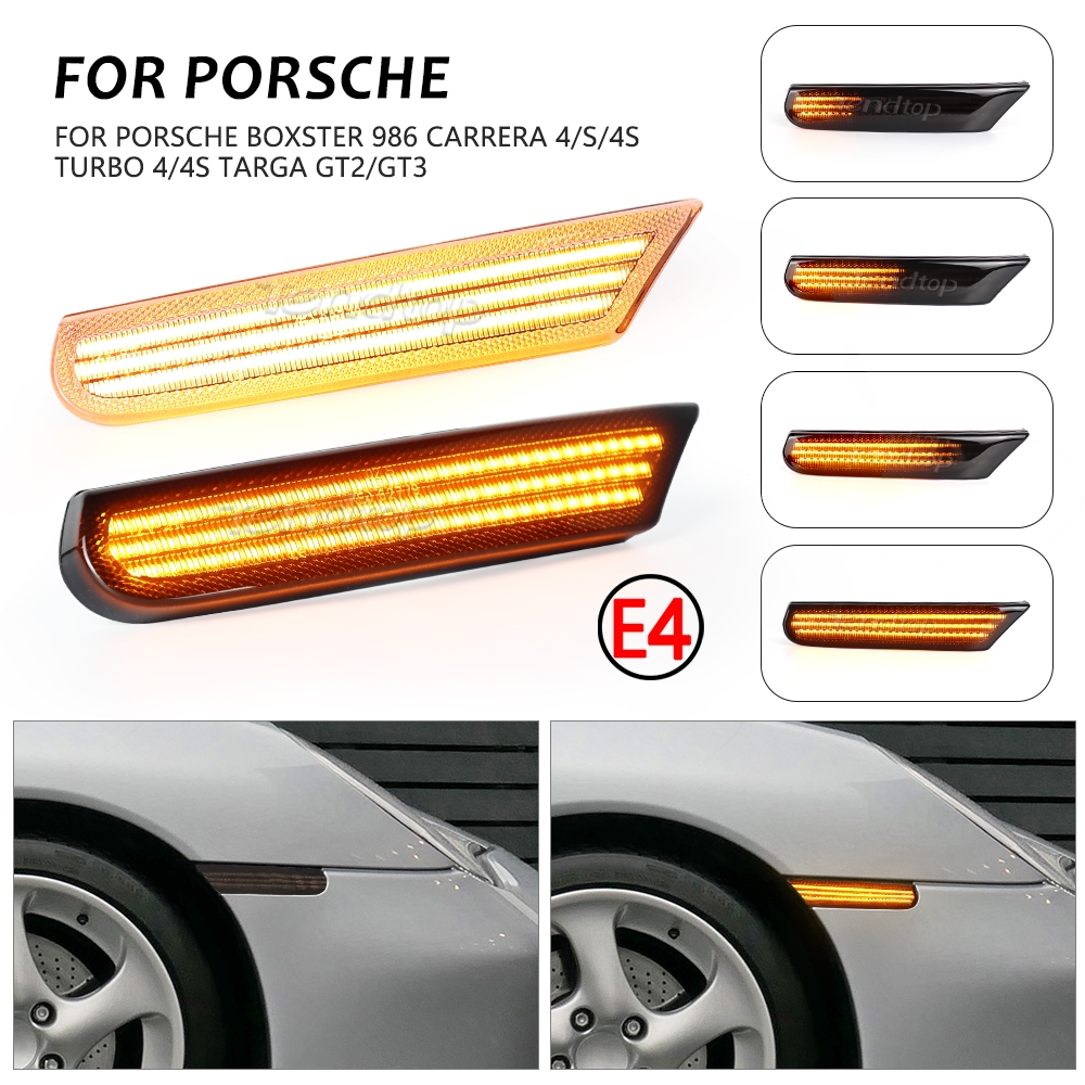 2 ชิ้น LED แบบไดนามิกไฟเลี้ยวด้านข้างสําหรับ Porsche Boxster 989 911 996 Carrera GT2